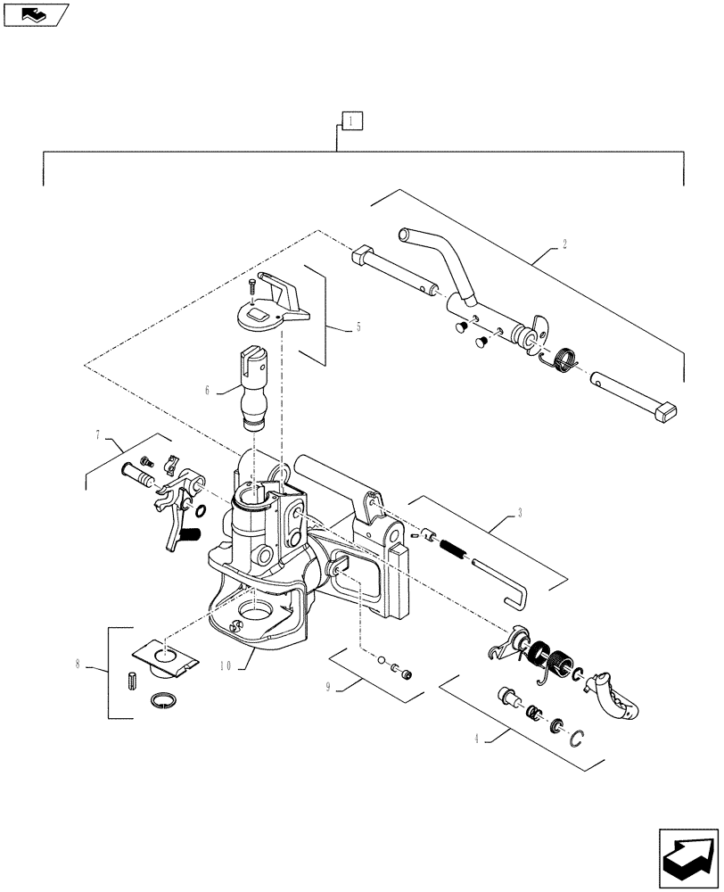 Схема запчастей Case IH PUMA 145 - (37.100.06[01]) - VAR - 330939 - TOW HOOK 38MM - BREAKDOWN (37) - HITCHES, DRAWBARS & IMPLEMENT COUPLINGS