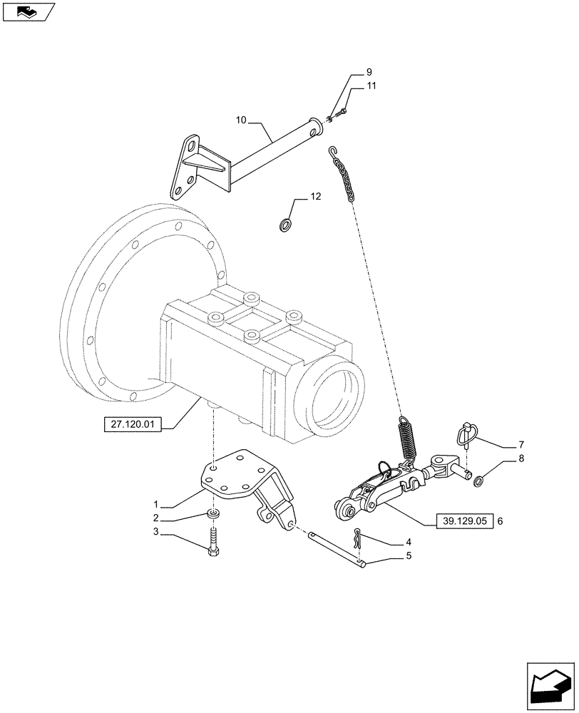 Схема запчастей Case IH PUMA 145 - (39.129.03) - VAR - 330949, 331949, 332949, 334949, 743697 - AUTOMATIC LINKAGE STABILIZER - PUMA 130 & 145 (39) - FRAMES AND BALLASTING