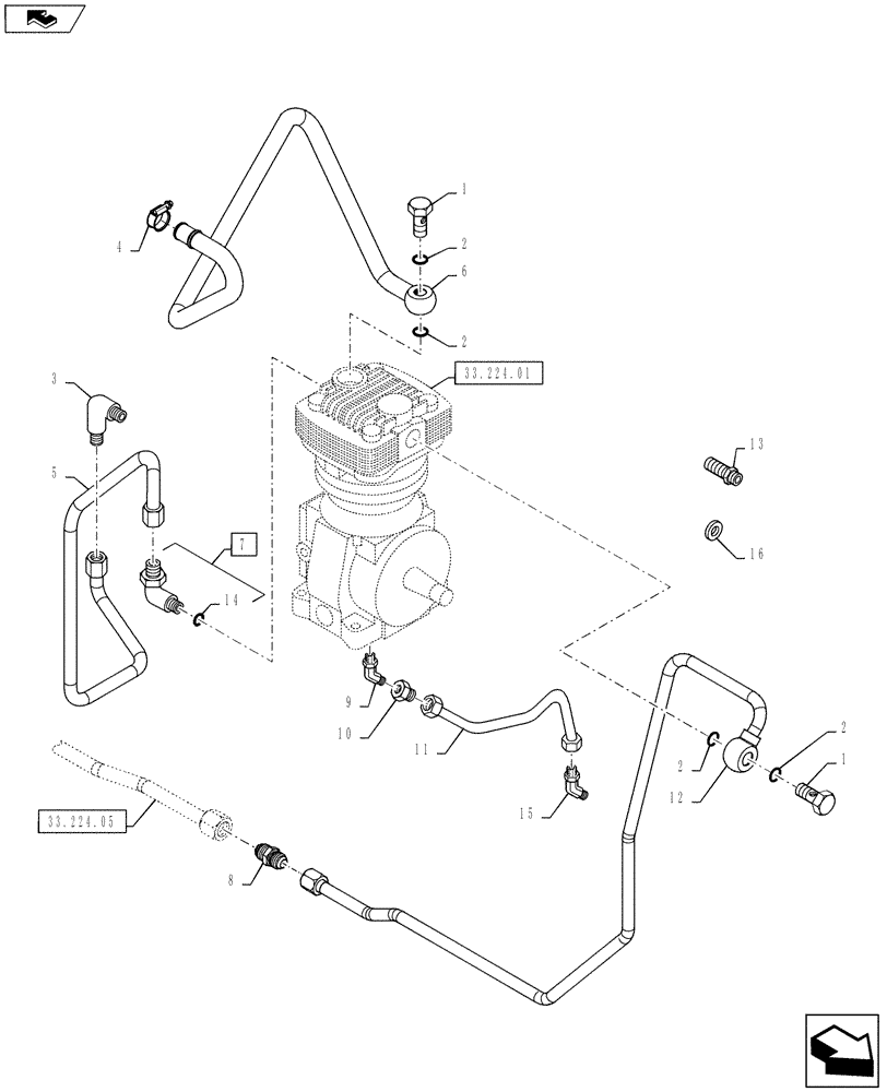 Схема запчастей Case IH PUMA 160 - (33.224.03) - VAR - 332727, 743692, 332737, 743693, 332739, 743694 - PNEUMATIC TRAILER BRAKE - LINES (33) - BRAKES & CONTROLS