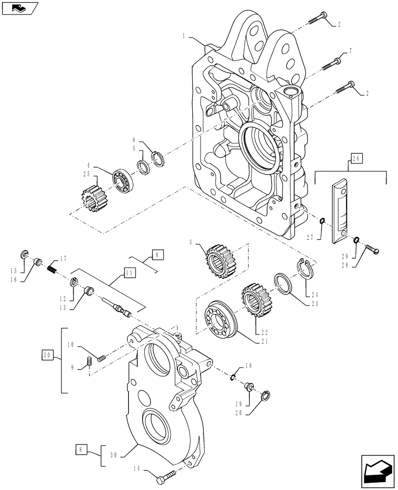 Схема запчастей Case IH PUMA 145 - (31.116.03) - VAR - 332801, 332805, 390801 - PTO 540/750/1000 RPM & 540E/1000/1000E RPM - HOUSING, GEARS & SUPPORT (31) - IMPLEMENT POWER TAKE OFF