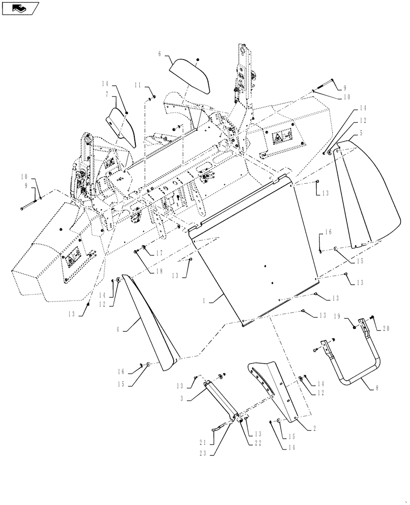 Схема запчастей Case IH 7230 - (88.088.08) - DIA KIT: SPREADER HOOD ASSY/WINDROW CONVERSION (88) - ACCESSORIES