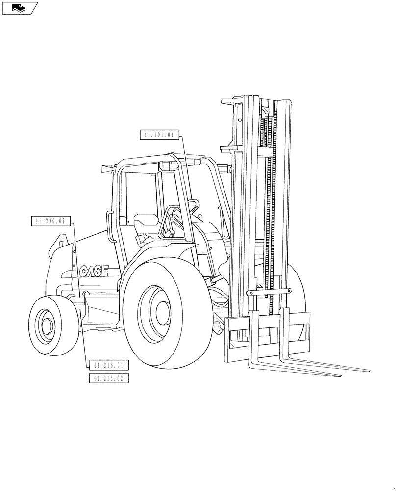 Схема запчастей Case IH 586H - (41.000.00) - PICTORIAL INDEX, STEERING (41) - STEERING
