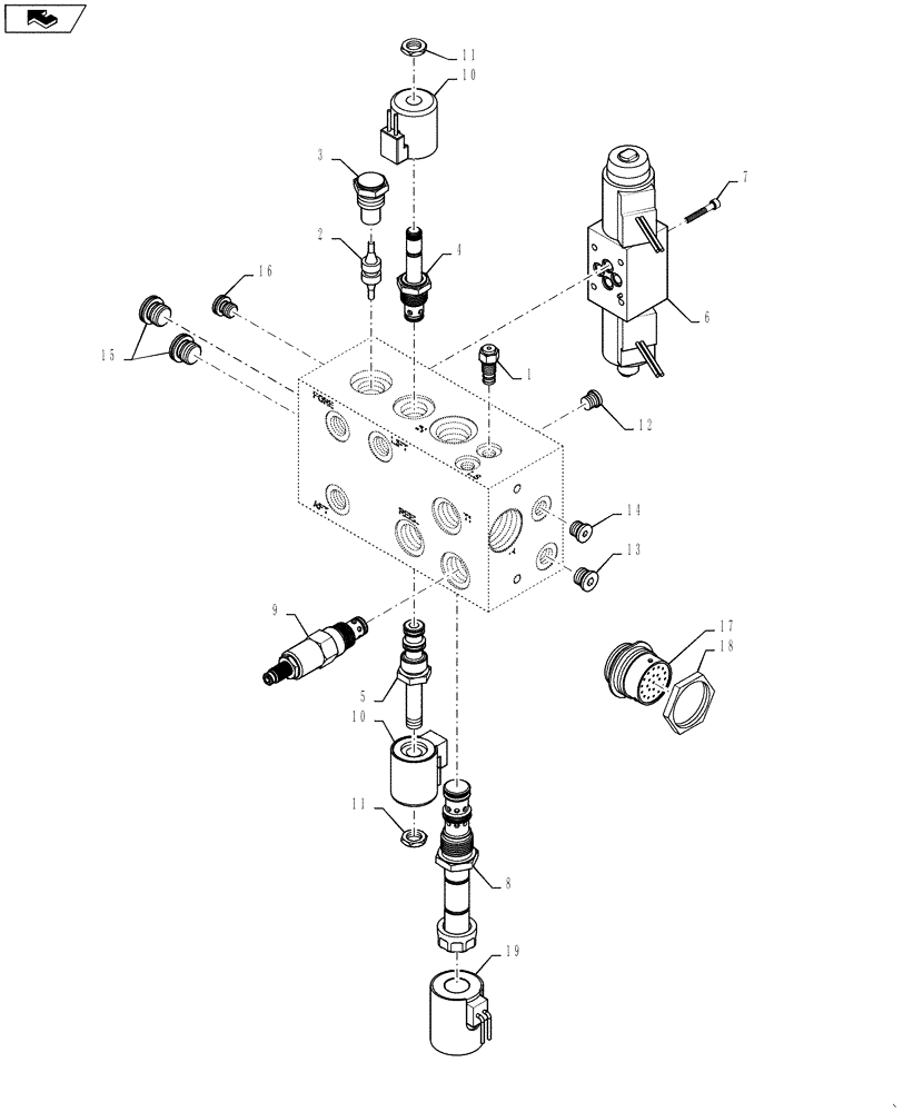 Схема запчастей Case IH 9230 - (35.480.06[02]) - VALVE, FEEDER STACK, FIXED, FEEDER VALVE BREAKDOWN (35) - HYDRAULIC SYSTEMS