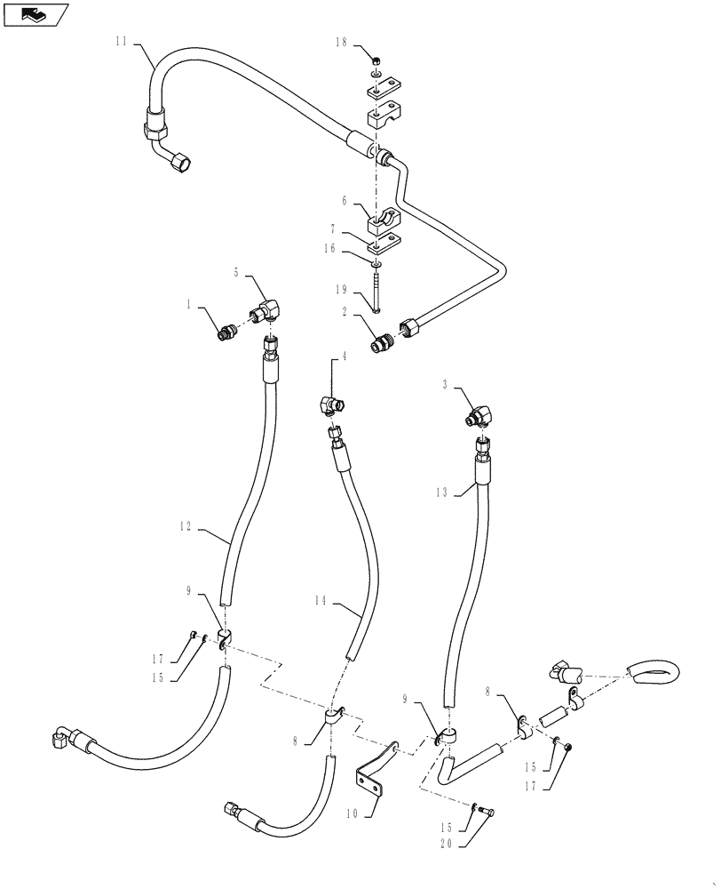 Схема запчастей Case IH STEIGER 400 - (33.110.01[02]) - PARKING BRAKE - HYDR LINES - SUSPENDED CAB (33) - BRAKES & CONTROLS