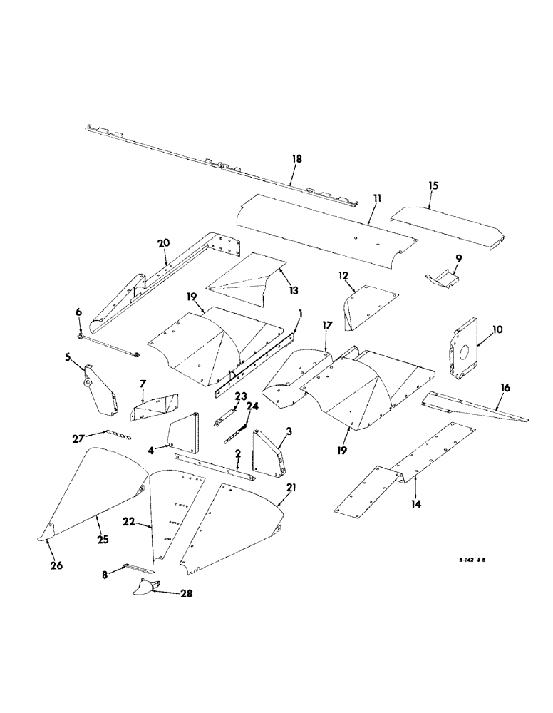 Схема запчастей Case IH 430 - (B-18) - GATHERER SHIELDS AND DIVIDER (58) - ATTACHMENTS/HEADERS