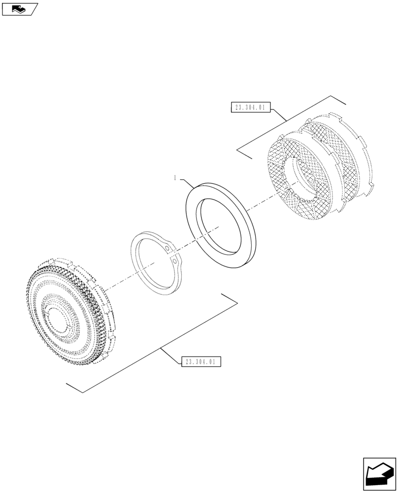 Схема запчастей Case IH PUMA 130 - (23.304.04) - 4WD ENGAGEMENT CLUTCH CONTROL - SHIMS (23) - FOUR WHEEL DRIVE SYSTEM