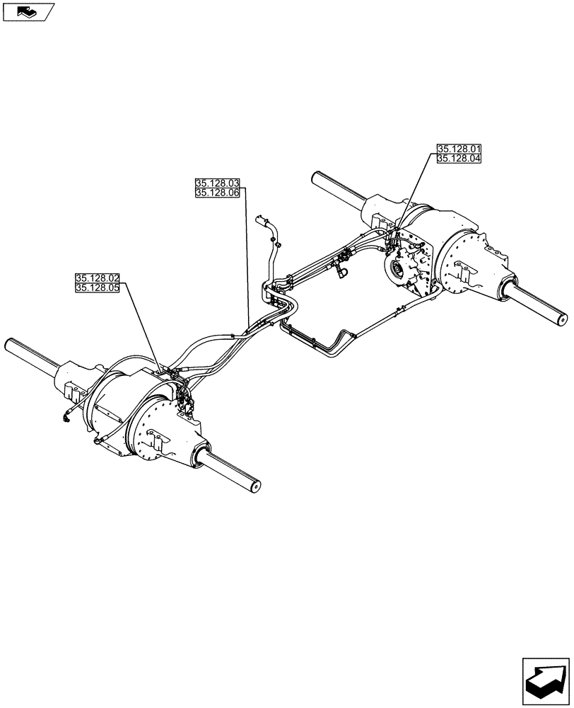 Схема запчастей Case IH STEIGER 400 - (35.128.00[01]) - PICTORIAL INDEX - HYDRAULIC SYSTEMS -AXLE LUBE (35) - HYDRAULIC SYSTEMS