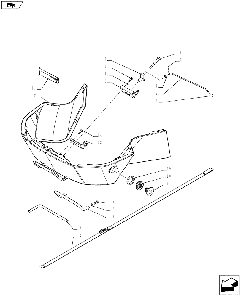 Схема запчастей Case IH PUMA 230 - (90.100.01[02A]) - HOOD - D7090 (VAR.720463-743963-743964) (90) - PLATFORM, CAB, BODYWORK AND DECALS