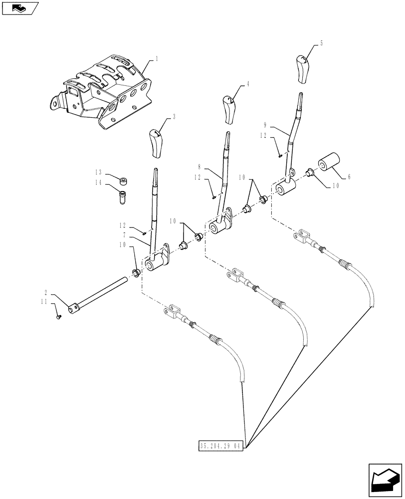 Схема запчастей Case IH PUMA 130 - (35.204.29[03]) - VAR - 743741, 333844 - 3 LEVER REAR CONTROL (35) - HYDRAULIC SYSTEMS