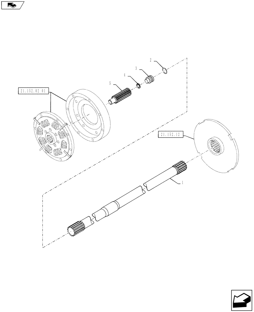Схема запчастей Case IH PUMA 145 - (21.152.02[02]) - VAR - 743735, 331247, 743734, 331291 - SPS - DAMPER AND TRANSMISSION - PTO INPUT SHAFT (21) - TRANSMISSION