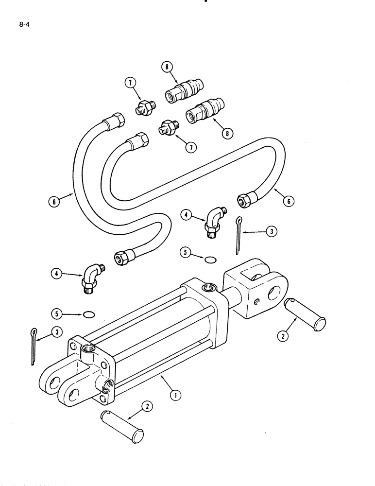 Схема запчастей Case IH 720 - (8-04[A]) - REAR FURROW WHEEL HYDRAULIC EQUIPMENT, 5 FURROW 18 INCH, AUTOMATIC TRIP AND TOGGLE TRIP, ON THE LAND (08) - HYDRAULICS
