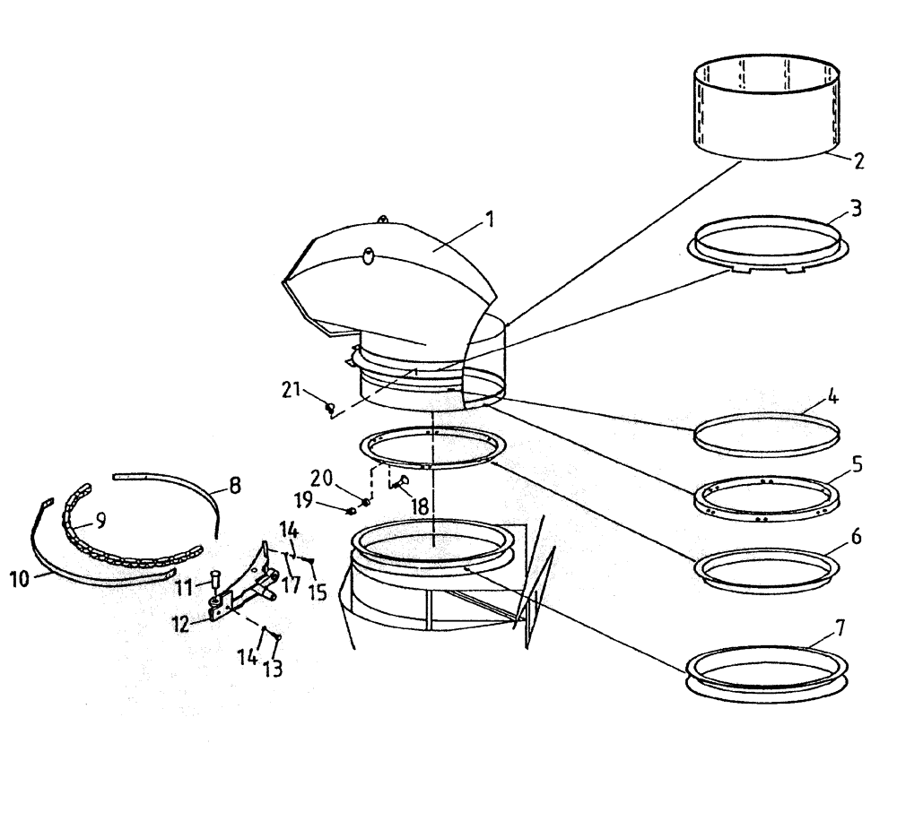 Схема запчастей Case IH 7700 - (A03-25) - PRIMARY EXTRACTOR SHROUD, UP TO AND INCLUDING SERIAL #7857 Mainframe & Functioning Components