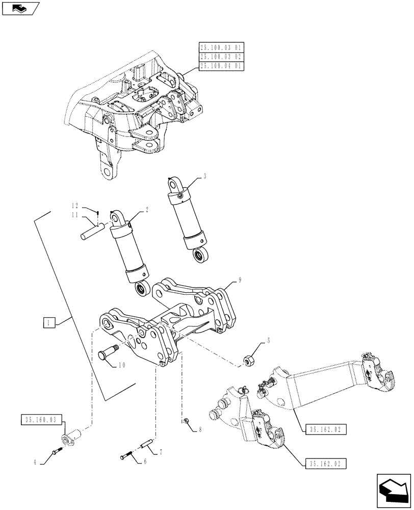 Схема запчастей Case IH PUMA 130 - (35.162.01) - VAR - 333648, 334648, 335648, 336831, 337831 - FRONT HPL - CYLINDERS AND SUPPORT (35) - HYDRAULIC SYSTEMS