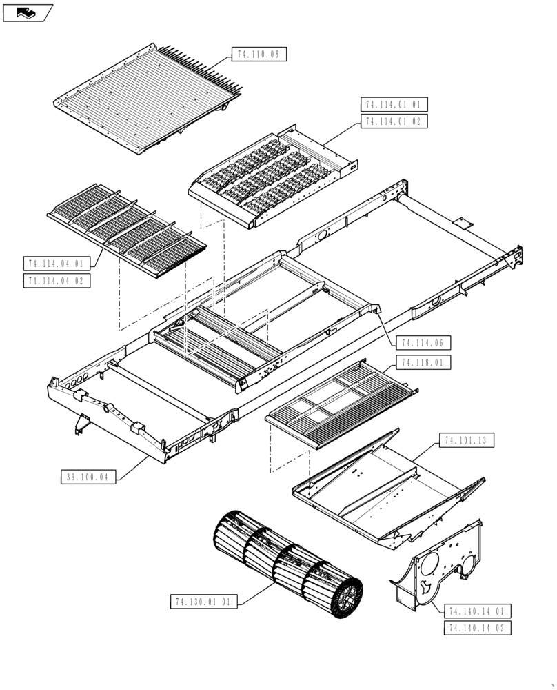 Схема запчастей Case IH 8230 - (00.000.74[01]) - PICTORIAL INDEX - CLEANING SHOE (00) - GENERAL & PICTORIAL INDEX