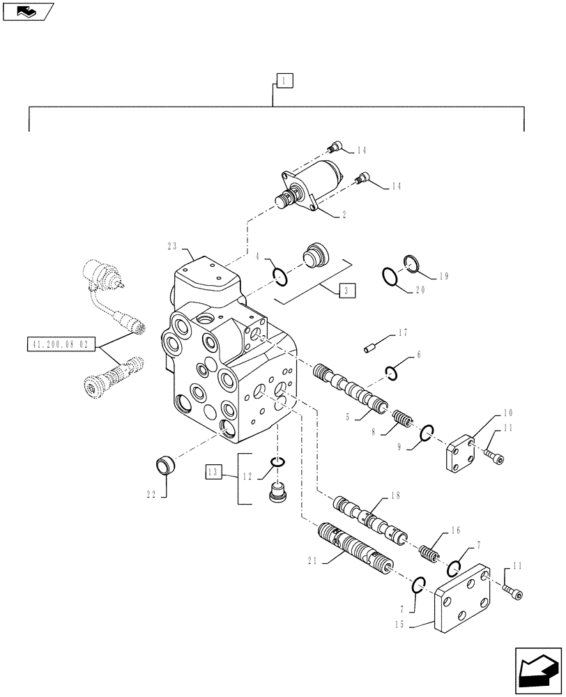 Схема запчастей Case IH PUMA 145 - (41.200.08[01]) - STEERING VALVE - BREAKDOWN - C9026 (41) - STEERING
