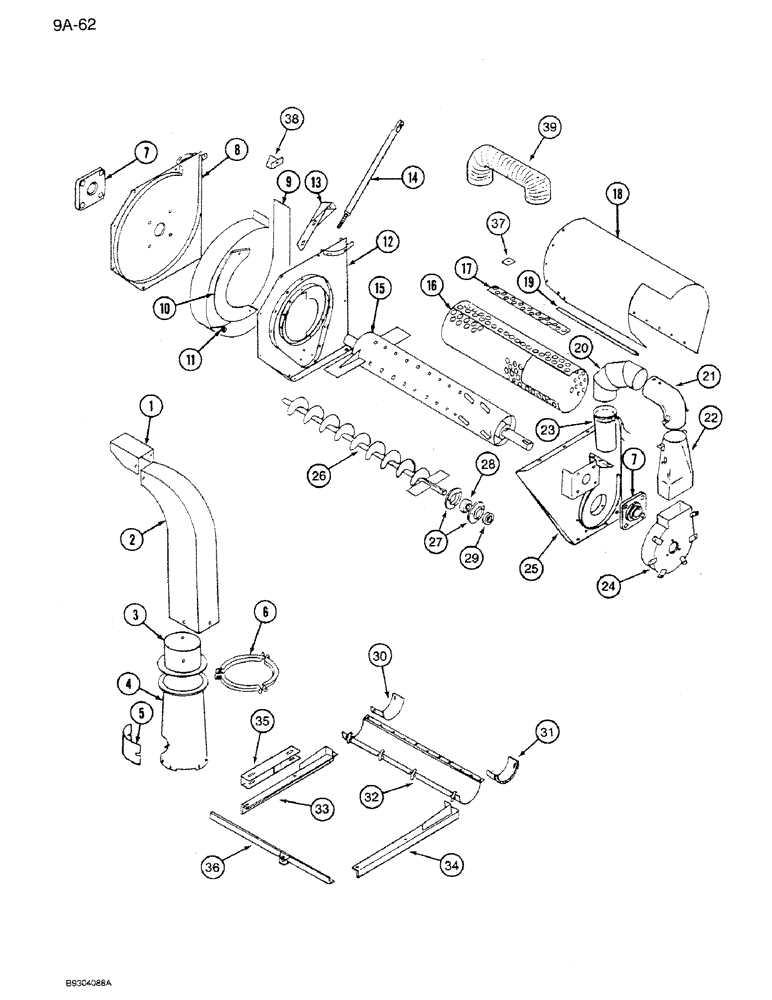 Схема запчастей Case IH 1350 - (9A-062) - CORN SHELLER ATTACHMENT (09) - CHASSIS ATTACHMENTS