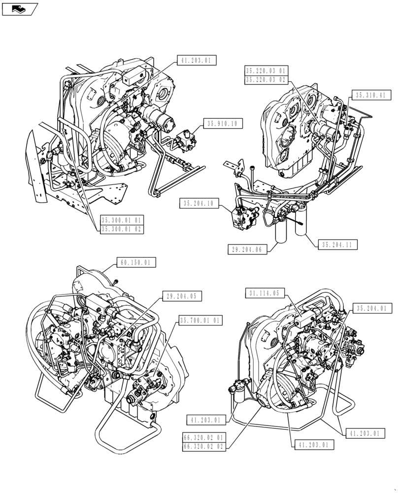 Схема запчастей Case IH 8230 - (00.000.35) - PICTORIAL INDEX - HYDRAULICS, ENGINE GEARBOX (00) - GENERAL & PICTORIAL INDEX
