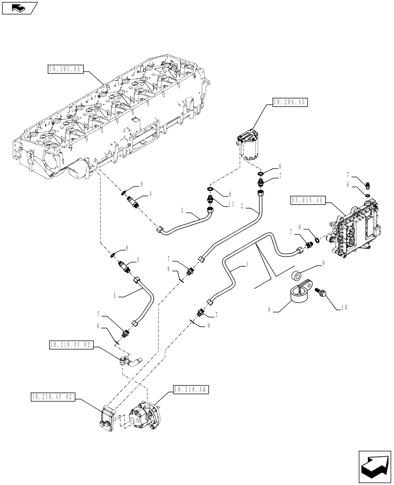 Схема запчастей Case IH F3CE0684E E920 - (10.210.AF[01]) - FUEL LINE (10) - ENGINE