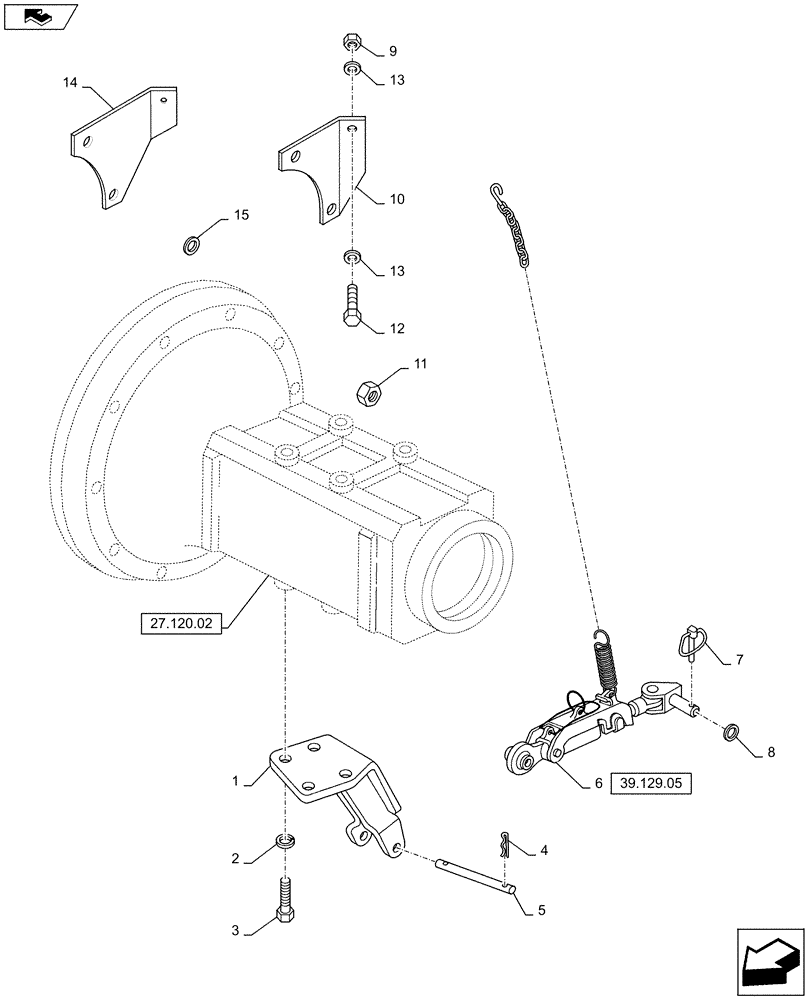 Схема запчастей Case IH PUMA 160 - (39.129.04) - VAR - 330949, 331949, 332949, 334949, 743697 - AUTOMATIC LINKAGE STABILIZER - PUMA 160 (39) - FRAMES AND BALLASTING