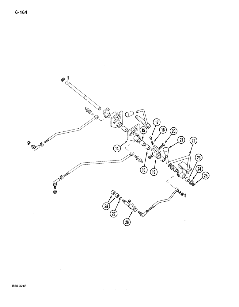 Схема запчастей Case IH 385 - (6-164) - TRANSMISSION CONTROL, EXTERNAL, WITH FORWARD AND REVERSE (CONTD) (06) - POWER TRAIN