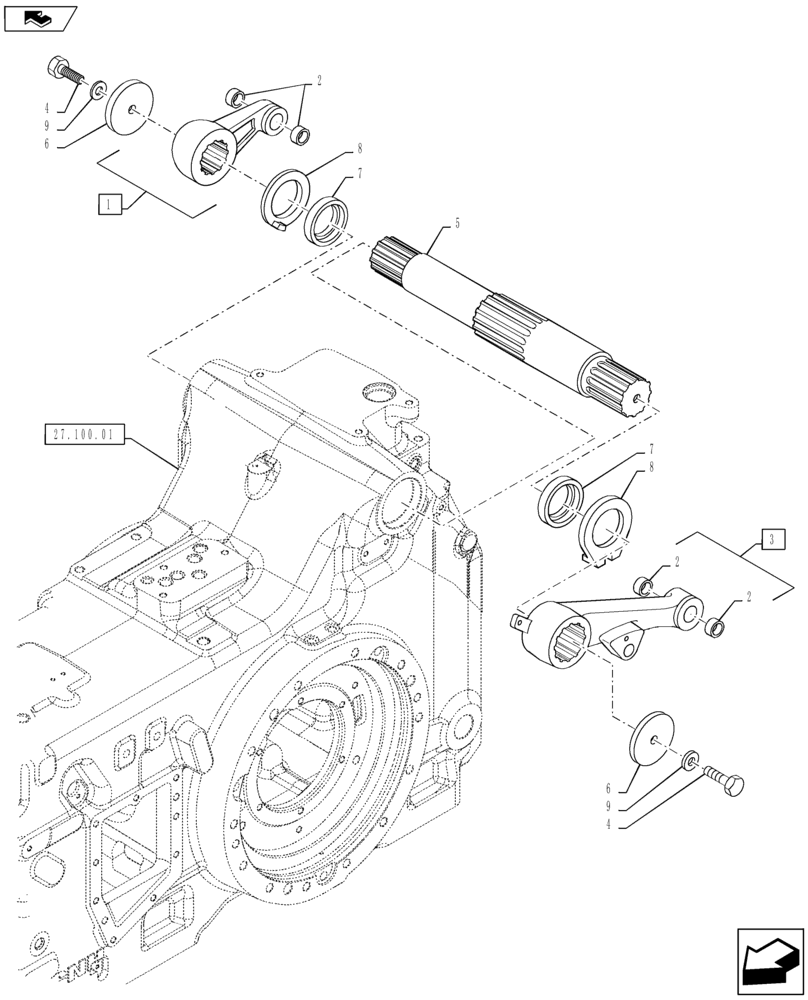 Схема запчастей Case IH PUMA 130 - (35.134.01) - STD & VAR - 332909 -HYDRAULIC LIFT - ROCKSHAFT & LIFT ARMS - L/ APUH (35) - HYDRAULIC SYSTEMS