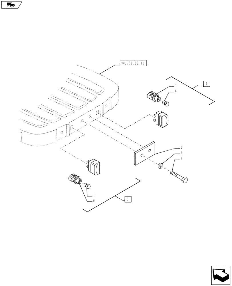 Схема запчастей Case IH PUMA 145 - (55.404.08) - VAR - 330956 - LICENSE PLATE LAMP & SUPPORT - CAB ROOF (55) - ELECTRICAL SYSTEMS