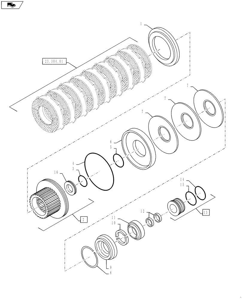 Схема запчастей Case IH PUMA 160 - (23.304.02) - 4WD ENGAGEMENT CLUTCH CONTROL- SPLINED HUB AND RELATED PARTS (23) - FOUR WHEEL DRIVE SYSTEM