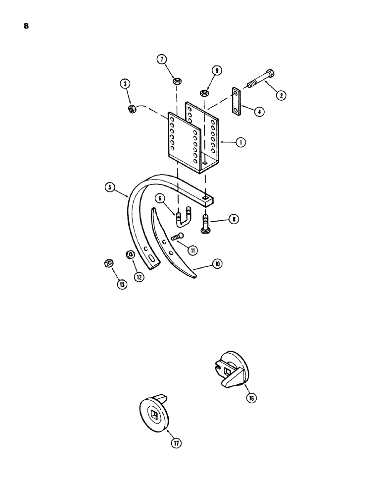 Схема запчастей Case IH K23B - (08) - CENTER TOOTH ATTACHMENT 