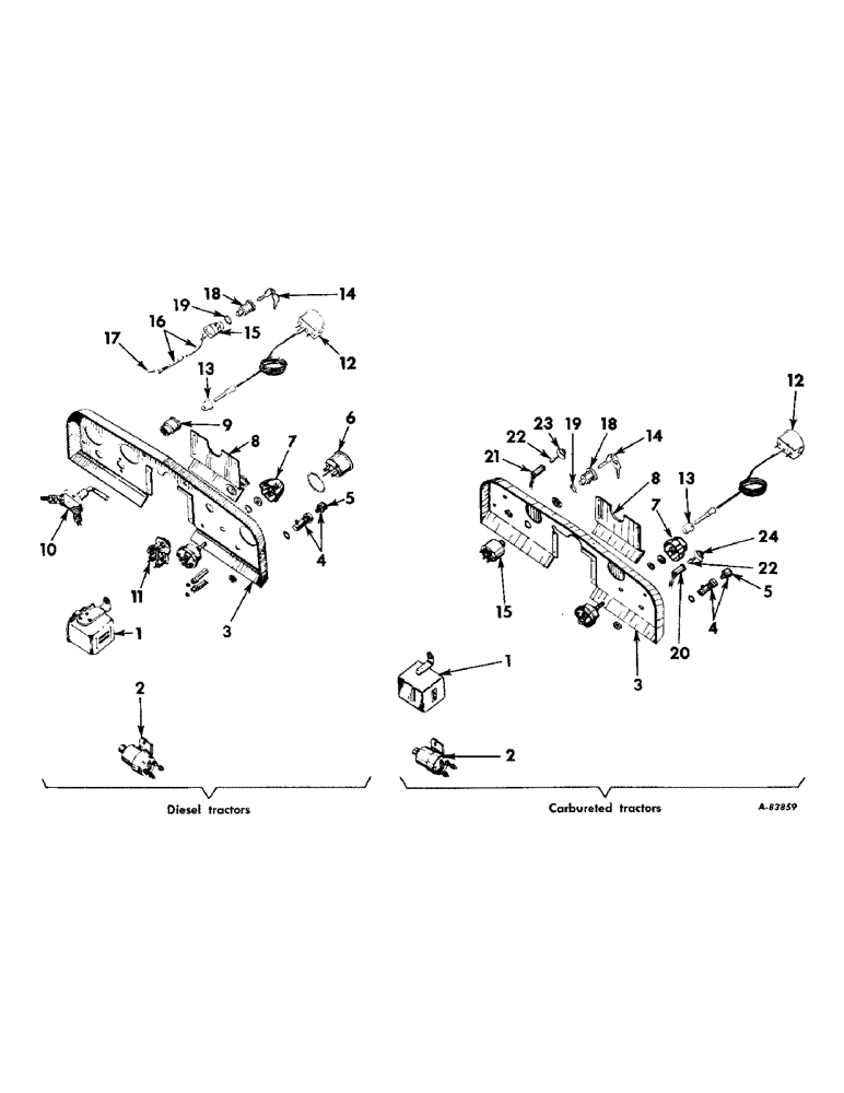 Схема запчастей Case IH B414 - (151) - ENGINE CONTROLS INSTRUMENT & PANEL, INSTRUMENT PANEL & INSTRUMENTS, FOR DIESEL & CARBURETED TRACTORS Engine Controls