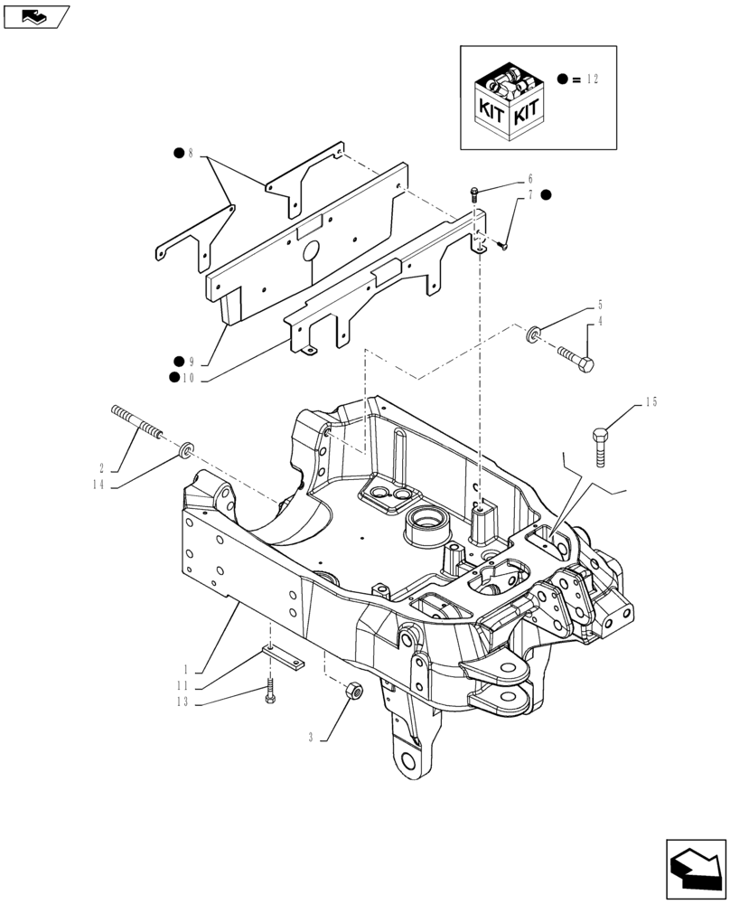 Схема запчастей Case IH PUMA 145 - (25.100.03[01]) - VAR - 743699, 336831, 743700, 333648 - AXLE SUPPORT - INTEGRATED FRONT HPL - STANDARD 4WD FRONT AXLE (25) - FRONT AXLE SYSTEM