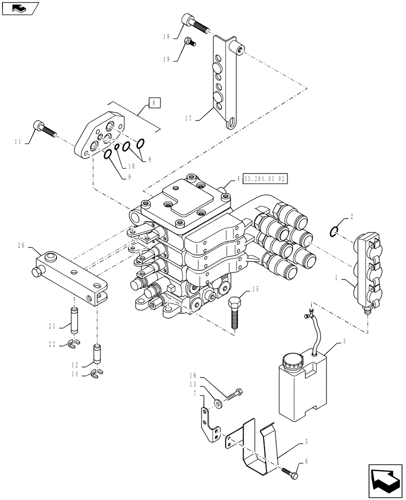 Схема запчастей Case IH PUMA 145 - (35.204.03[01]) - VAR - 743741, 333844 - MECHANICAL REAR REMOTE CONTROL VALVES - MOUNTING & ATTACHMENTS - 3 VALVE (35) - HYDRAULIC SYSTEMS