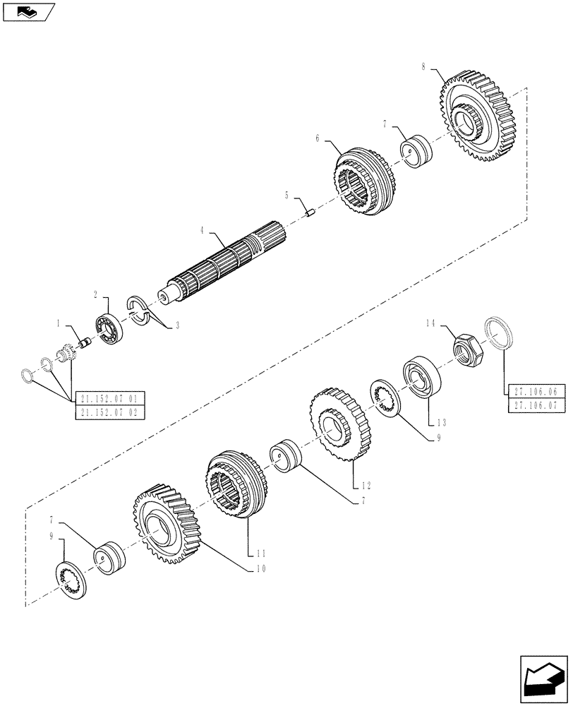 Схема запчастей Case IH PUMA 145 - (27.106.02) - CENTRAL REDUCTION GEARS (27) - REAR AXLE SYSTEM