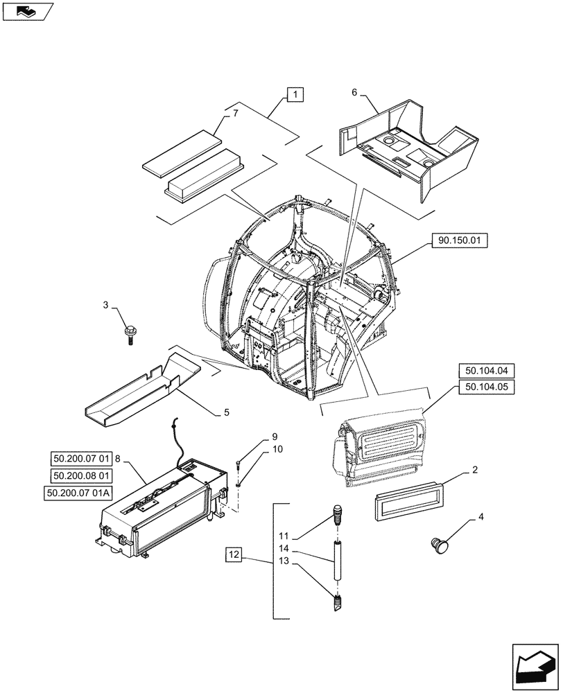 Схема запчастей Case IH PUMA 145 - (50.104.03) - HEATING/AIR CONDITIONING - AIR CONDITIONER AND RELATED PARTS - CAB FILTER (50) - CAB CLIMATE CONTROL