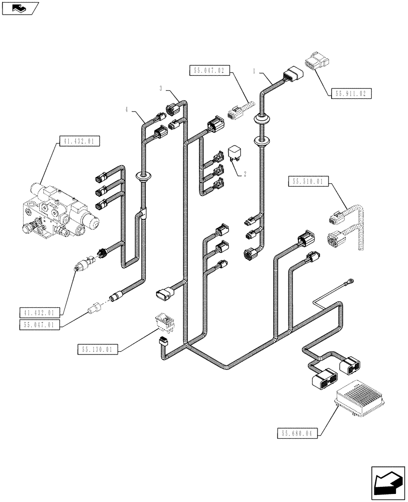 Схема запчастей Case IH PUMA 145 - (55.680.03) - VAR - 330077, 331077 - HARNESS - AUTO GUIDANCE SYSTEM READY (55) - ELECTRICAL SYSTEMS