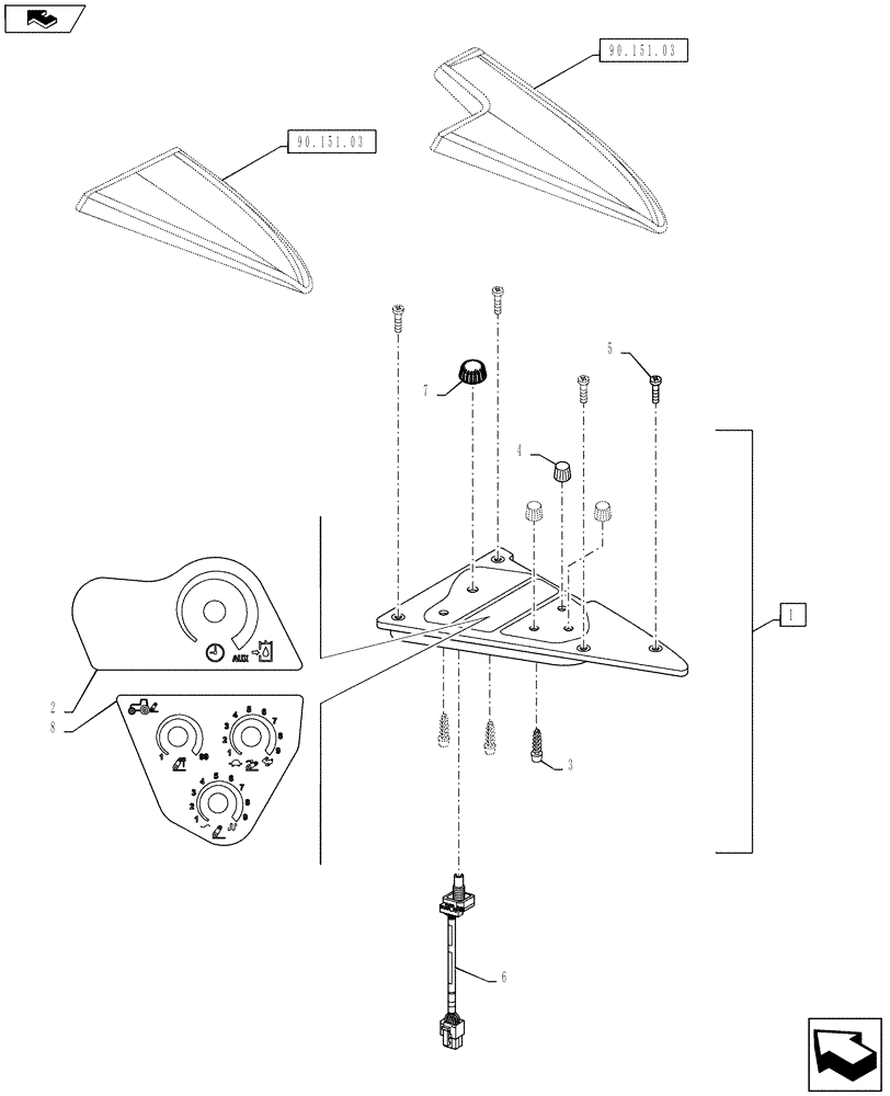 Схема запчастей Case IH PUMA 145 - (55.512.15) - VAR - 332022, 332025 - COMMAND ARM LESS SLIP CONTROL (RADAR) - CONTROLS (55) - ELECTRICAL SYSTEMS
