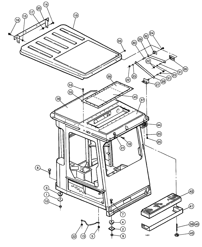 Схема запчастей Case IH SPX4260 - (016) - ROOF AND CAB MOUNT (90) - PLATFORM, CAB, BODYWORK AND DECALS