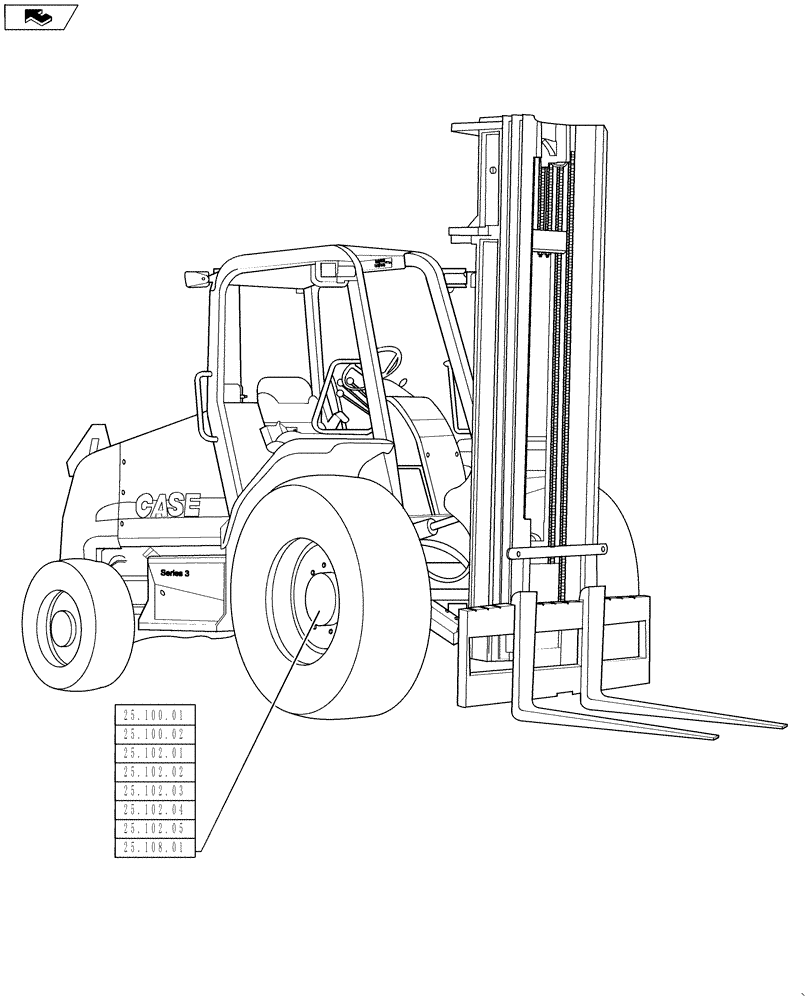 Схема запчастей Case IH 586H - (00.000.25) - PICTORIAL INDEX, AXLE FRONT (00) - GENERAL & PICTORIAL INDEX