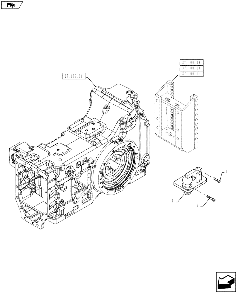 Схема запчастей Case IH PUMA 145 - (37.100.13) - STEERING GUIDES FOR K80 BALL HITCH (37) - HITCHES, DRAWBARS & IMPLEMENT COUPLINGS