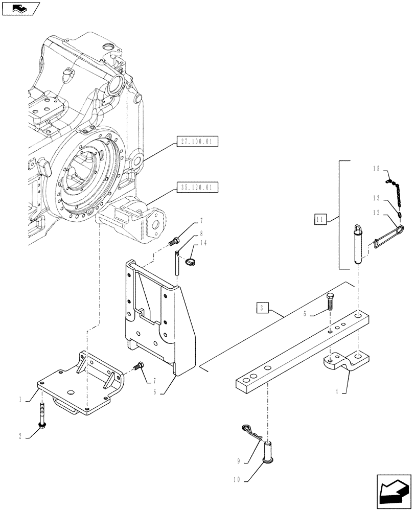 Схема запчастей Case IH PUMA 145 - (37.100.02) - VAR - 330937 - INDEPENDENT SWINGING DRAWBAR WITH CLEVIS (37) - HITCHES, DRAWBARS & IMPLEMENT COUPLINGS