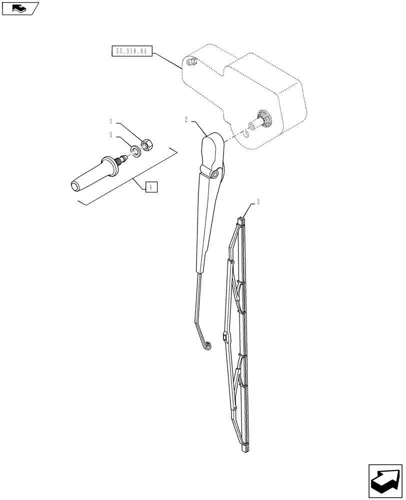 Схема запчастей Case IH PUMA 145 - (55.518.03) - WINDSHIELD WIPER - REAR (55) - ELECTRICAL SYSTEMS