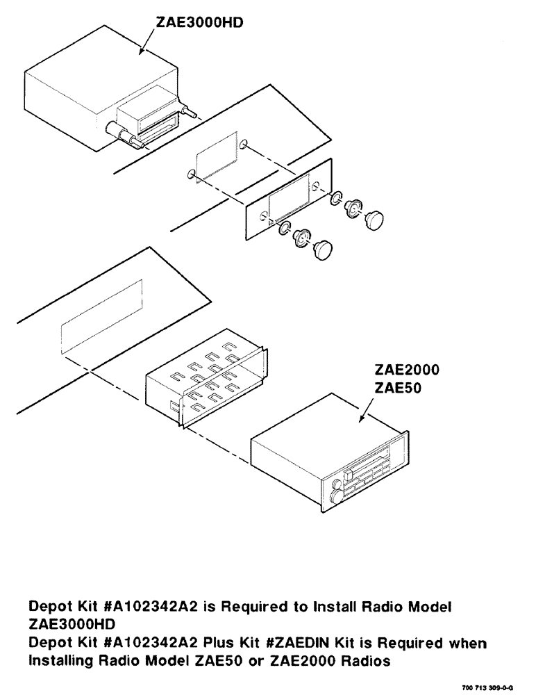 Схема запчастей Case IH 8825HP - (09-12) - RADIO MOUNTING KIT, ZVX SERIES RADIOS (09) - CHASSIS