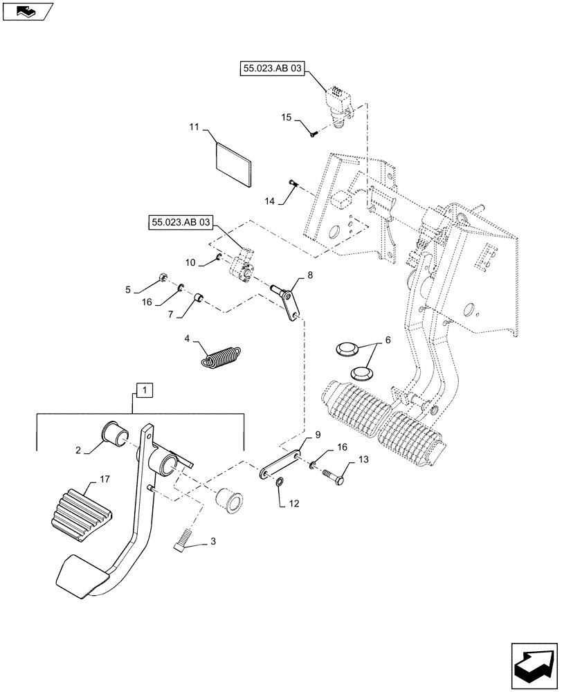 Схема запчастей Case IH PUMA 145 - (18.100.01[01]) - CLUTCH PEDAL - C7152 (18) - CLUTCH
