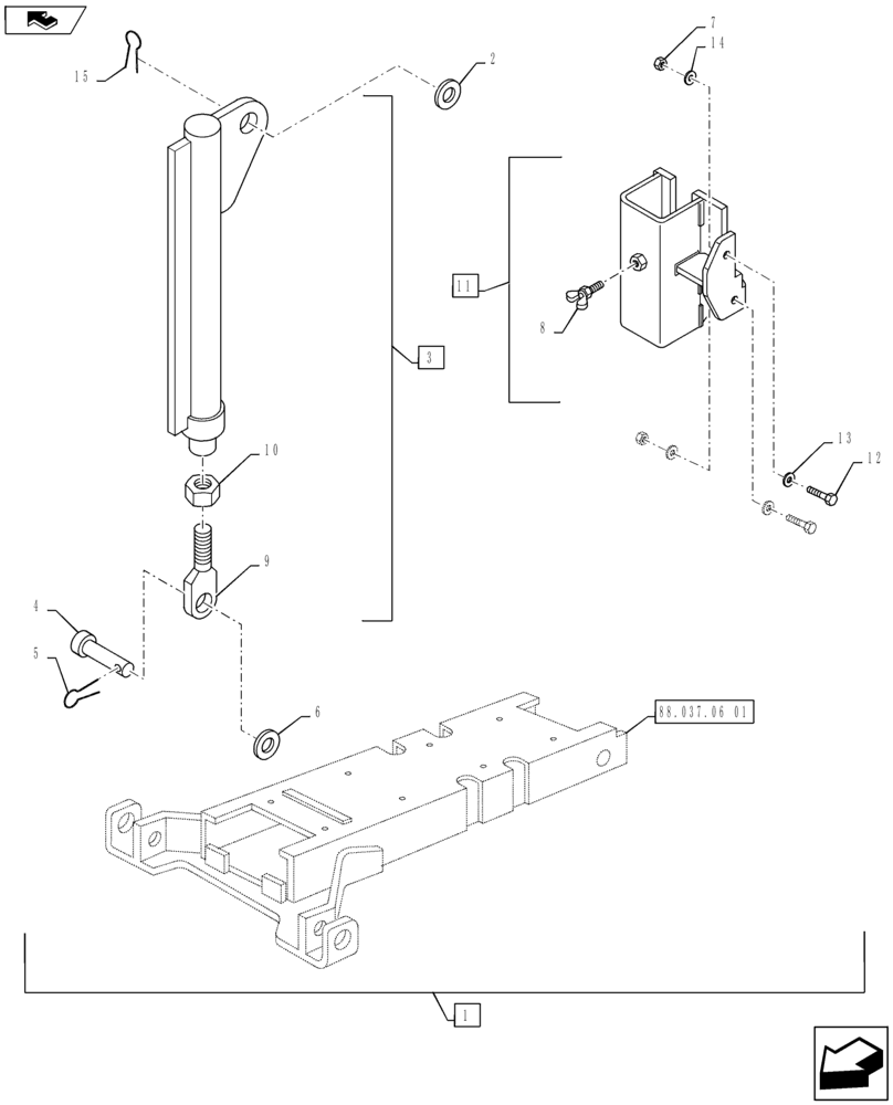Схема запчастей Case IH PUMA 130 - (88.037.06[02]) - DIA KIT, AUTOMATIC PICK UP HITCH WITH HYDR PUSH BACK (88) - ACCESSORIES