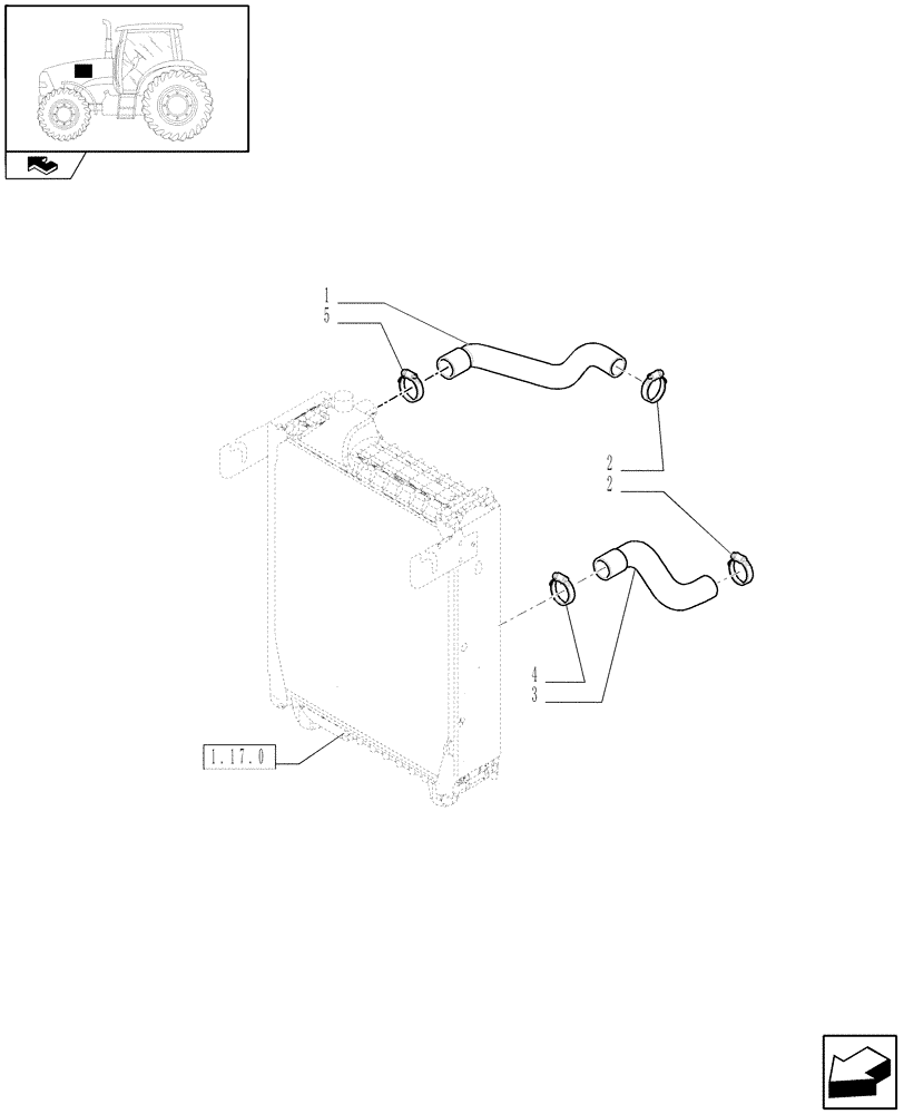 Схема запчастей Case IH PUMA 210 - (1.17.3) - RADIATOR HOSES (02) - ENGINE EQUIPMENT