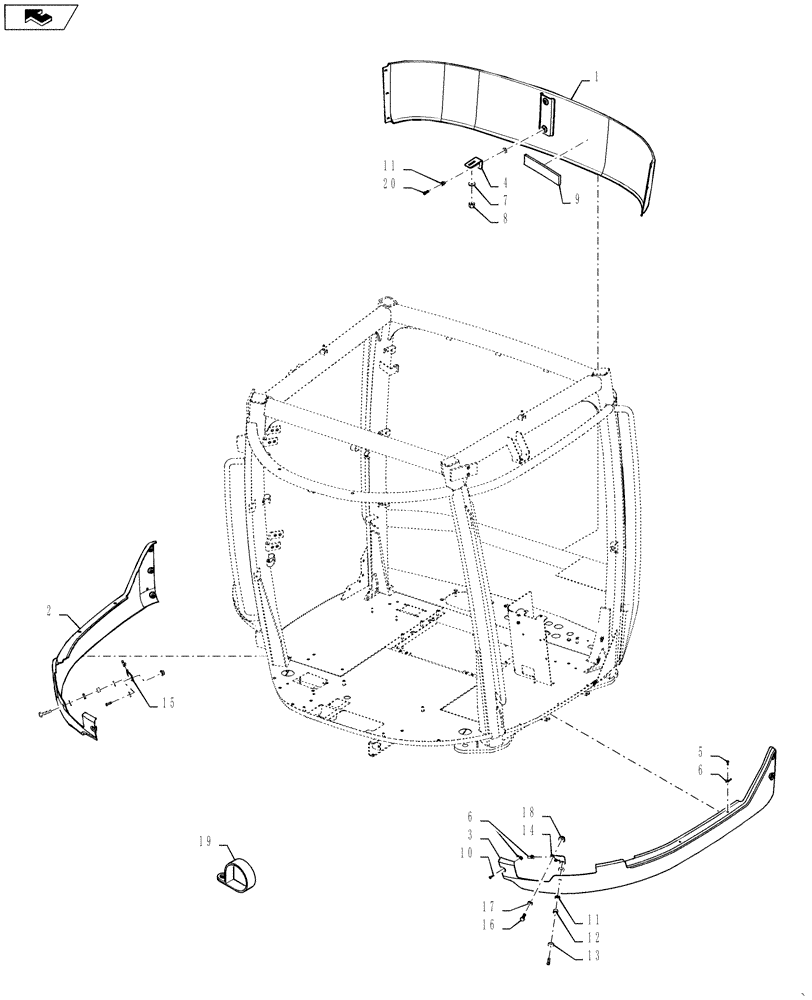 Схема запчастей Case IH STEIGER 600 - (90.150.09[01]) - CAB SKIRTS - LUXURY CAB, NON-SUSPENDED (90) - PLATFORM, CAB, BODYWORK AND DECALS
