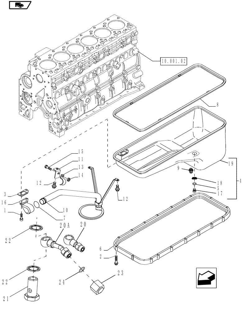 Схема запчастей Case IH MAGNUM 210 - (10.102.01[01]) - SUMP PUMP & OIL PAN (10) - ENGINE