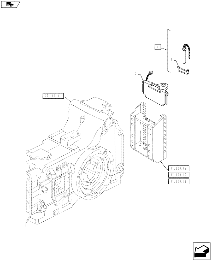 Схема запчастей Case IH PUMA 145 - (37.100.12) - SLIDER TOW HOOK WITH FIXED COUPLING - 43MM (37) - HITCHES, DRAWBARS & IMPLEMENT COUPLINGS