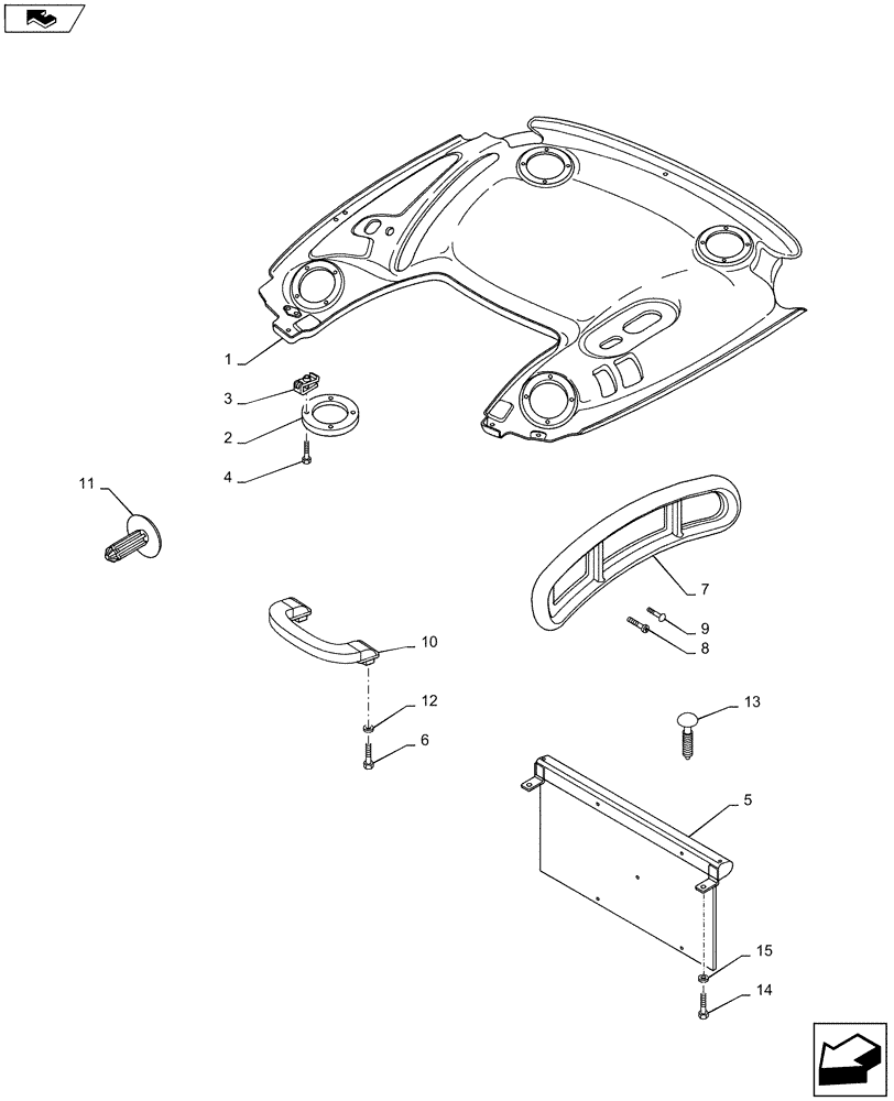 Схема запчастей Case IH PUMA 160 - (90.160.10[01]) - VAR - 330827, 743710, 743726 - ROOF WITH HIGH PROFILE WITH HIGH VISIBILITY PANEL - HEADLINER - NAR - C9018 (90) - PLATFORM, CAB, BODYWORK AND DECALS
