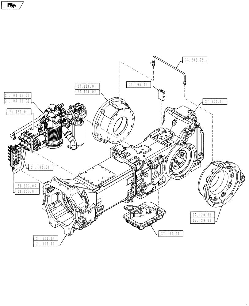 Схема запчастей Case IH PUMA 145 - (21.000.00[02]) - PICTORIAL INDEX - TRANSMISSION (21) - TRANSMISSION