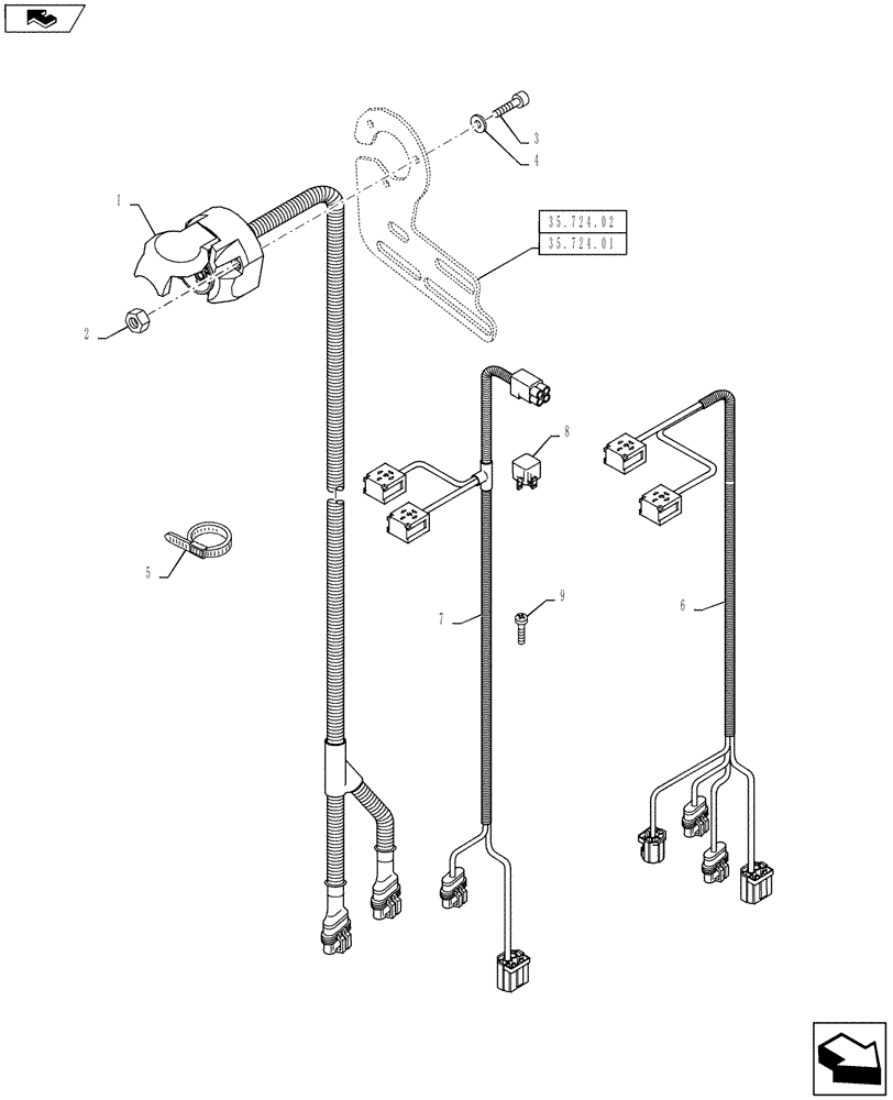 Схема запчастей Case IH PUMA 145 - (55.510.08) - VAR - 743702, 332821, 334821 - LOADER READY - FRONT LOADER HARNESS (55) - ELECTRICAL SYSTEMS